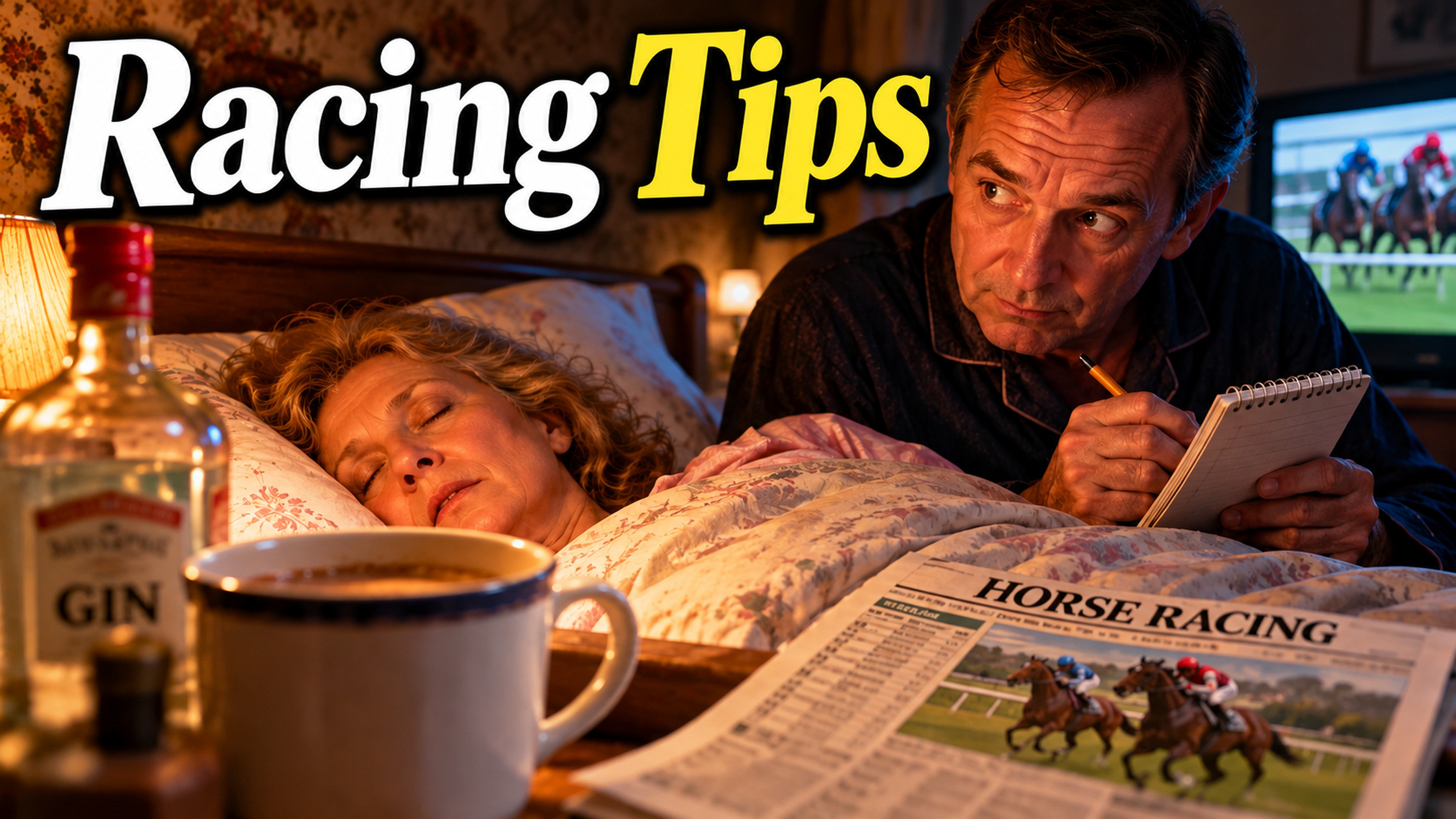 Racing Tips — Stan listens as Brenda gives horse racing predictions in her sleep.