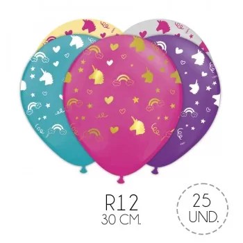 GLOBOS X 25 UNIDADES UNICORNIO