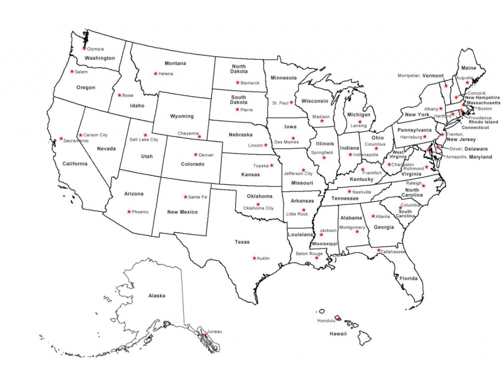 Free Printable US Map With States And Capitals USA Map Printable States And Capitals Map Quiz Printable Map 2 