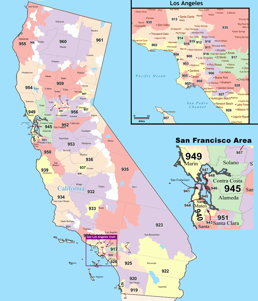 Printable California Zip Code Map Free Printable Map California 3 Digit Zip Code Map 