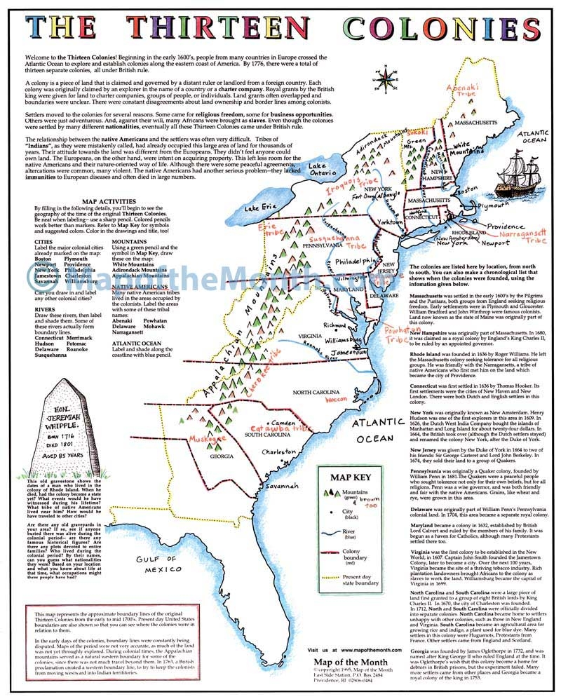 Thirteen Colonies Printable Map Map Printable Thirteen Colonies Printable Map 