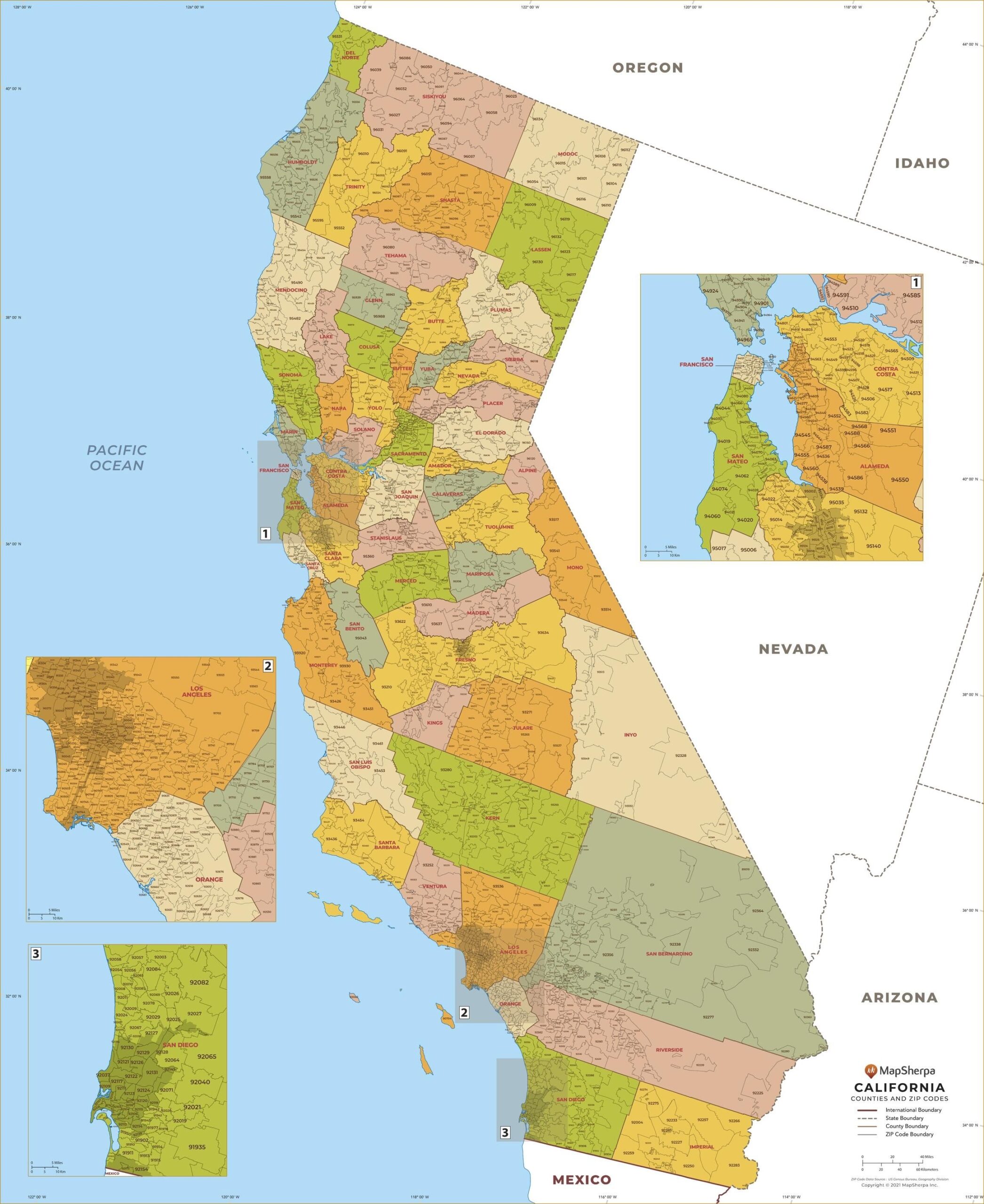 Printable California Zip Code Map Free Printable Map California Zip Code Map With Counties Large Stanfords Scaled 