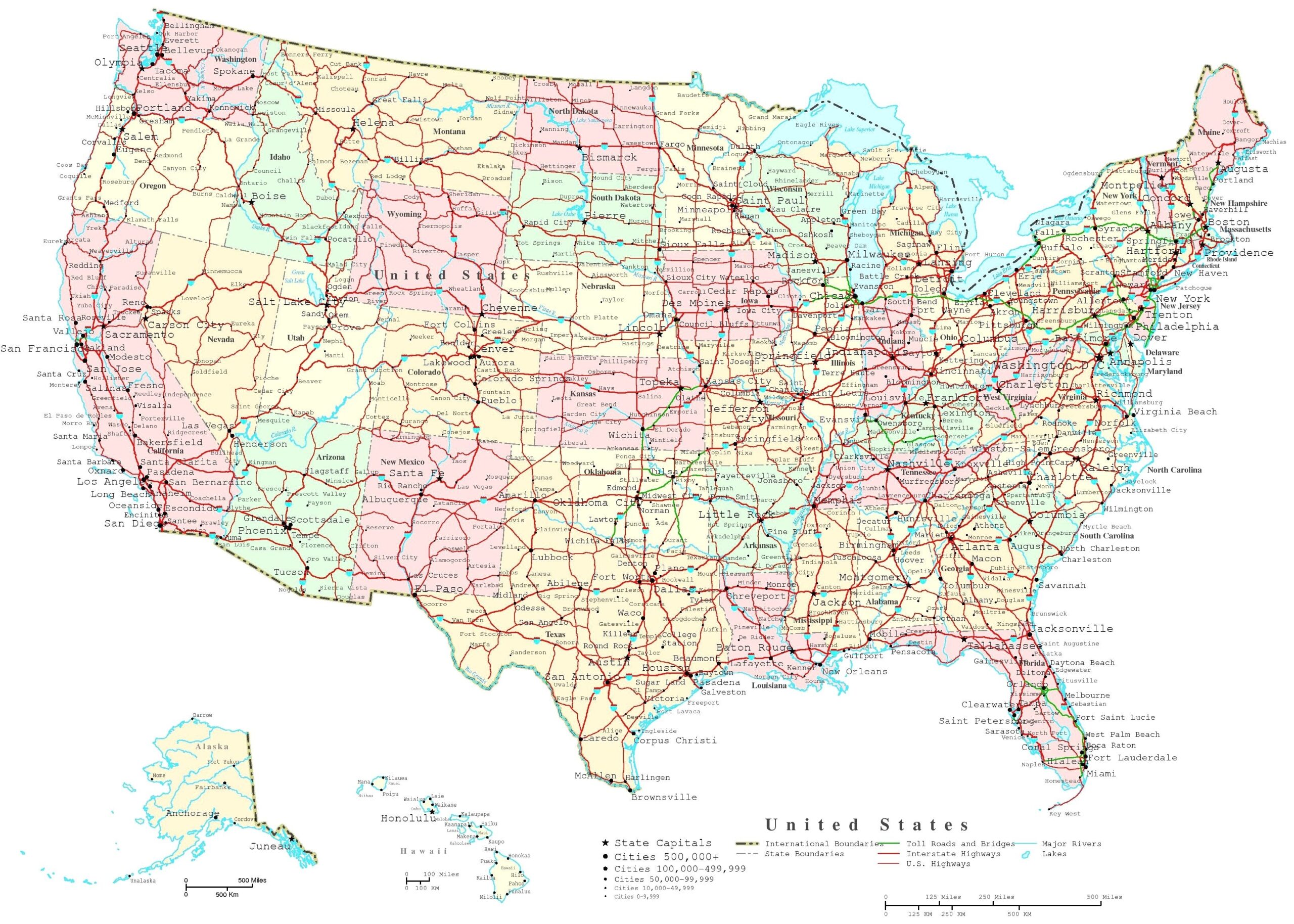 Labeled US Map Printable Free Printable Map Us Map Labeled Printable 2 Scaled 