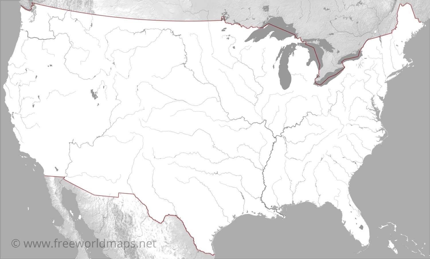 Printable Blank US Map With Rivers Free Map Printable Us Rivers Map 