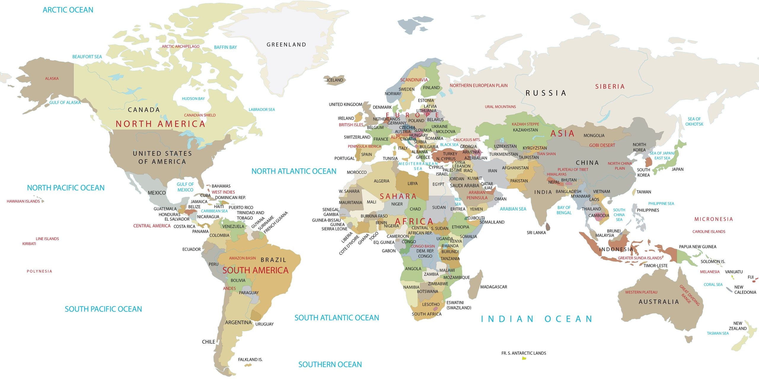 Printable World Map With Countries Labeled Free Map Printable Printable World Map Countries Labeled Printable Labels 