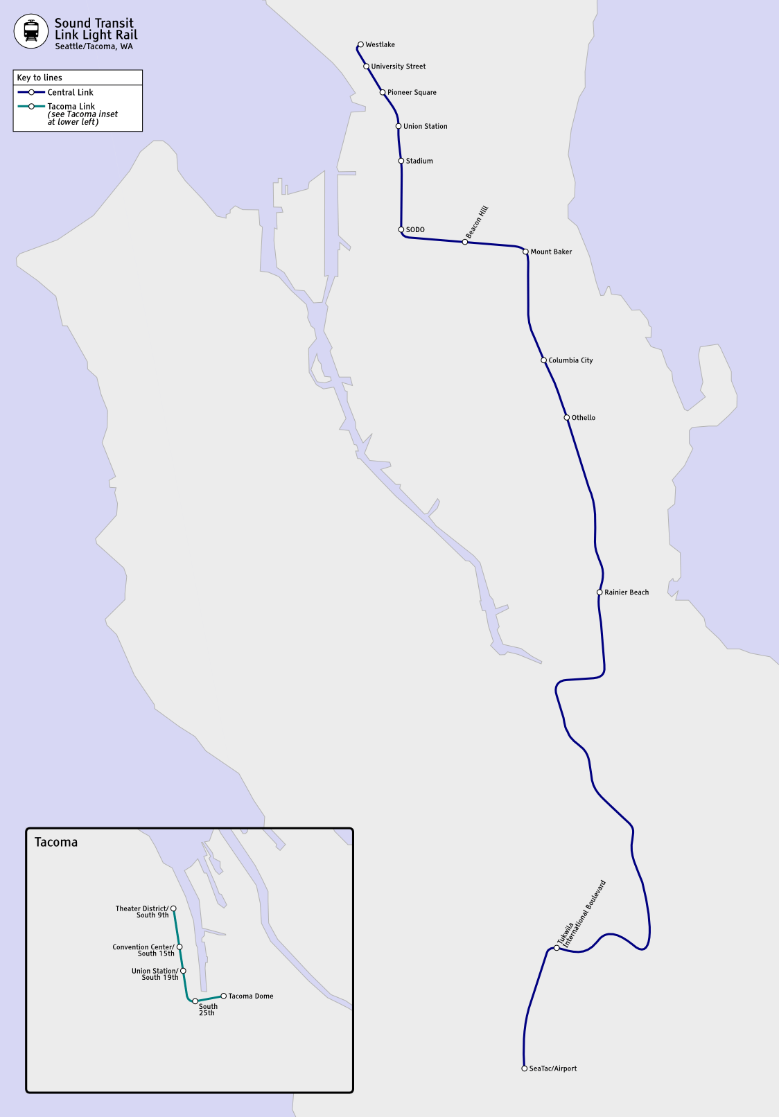 Visitors to west seattle will find easy access to waterfront trails, alki beach, fishing piers, restaurants, and shops along california avenue. Light Rail Seattle Metro Map United States