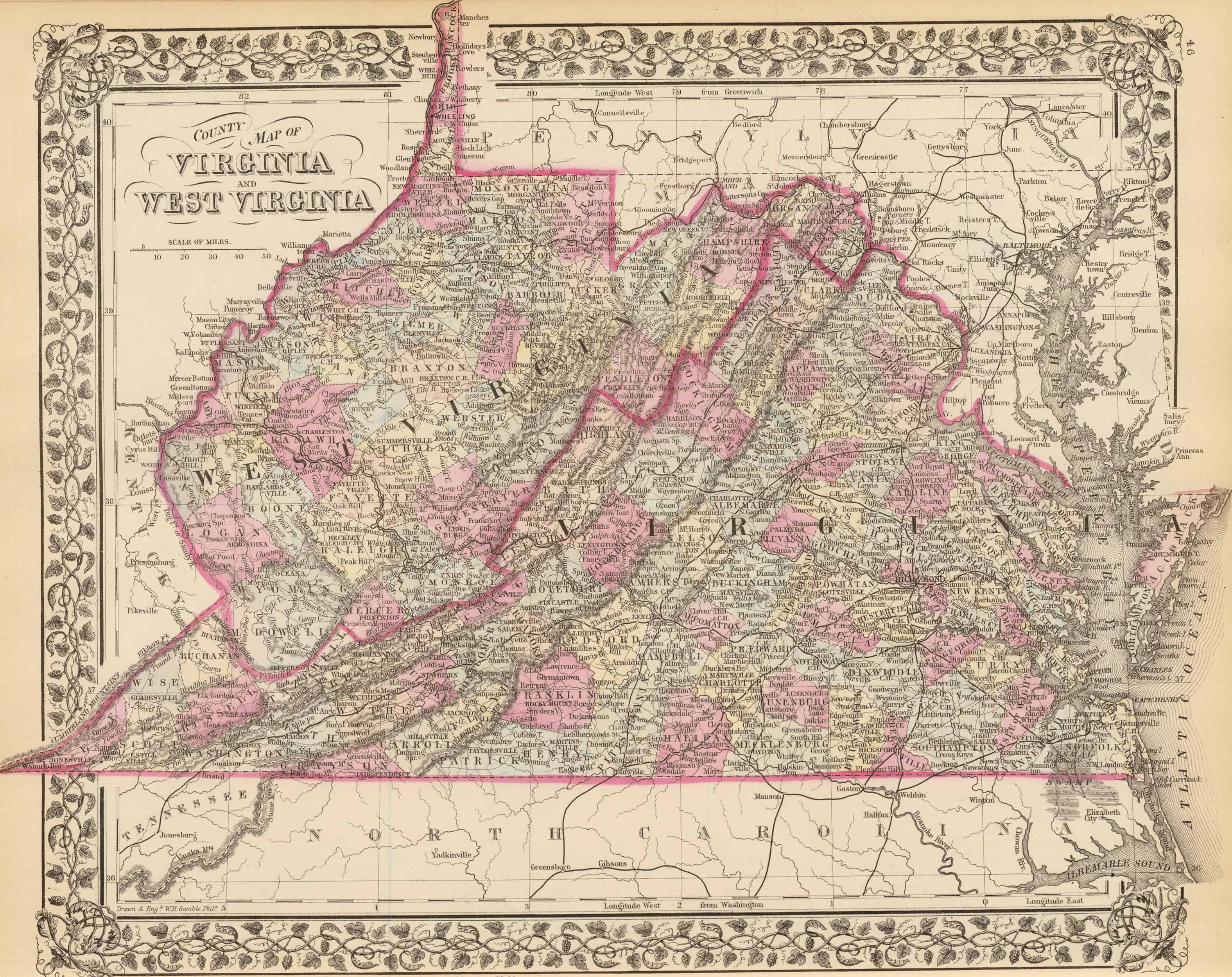 old historical city county and state maps of virginia