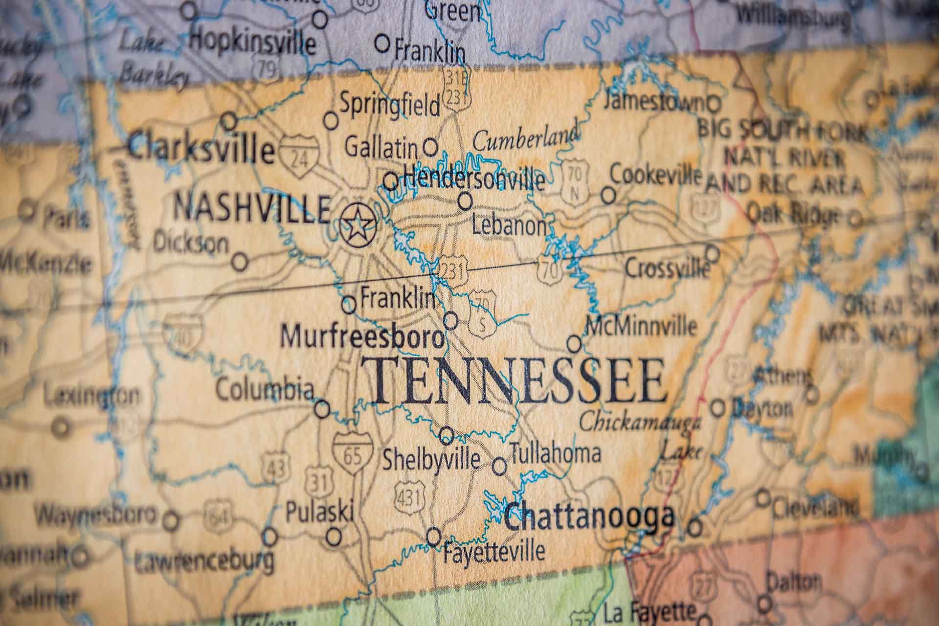 Tennessee Map State Of Tennessee And Political State Map Of The USA 