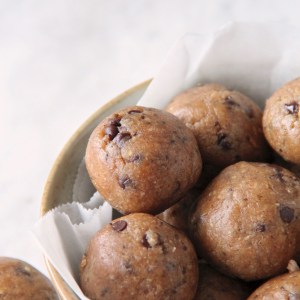 Cookie dough energy bites in a bowl