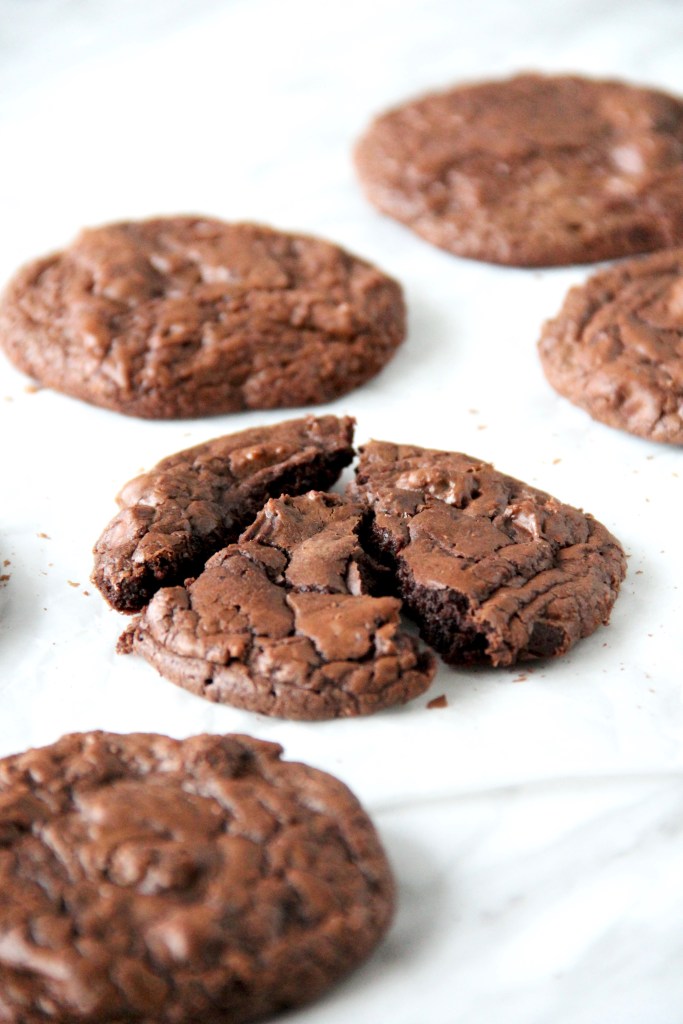 Brownie cookies on parchment paper