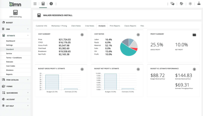 Landscaping estimate software