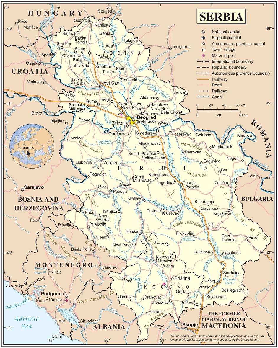 Map Of Serbia Serbia 