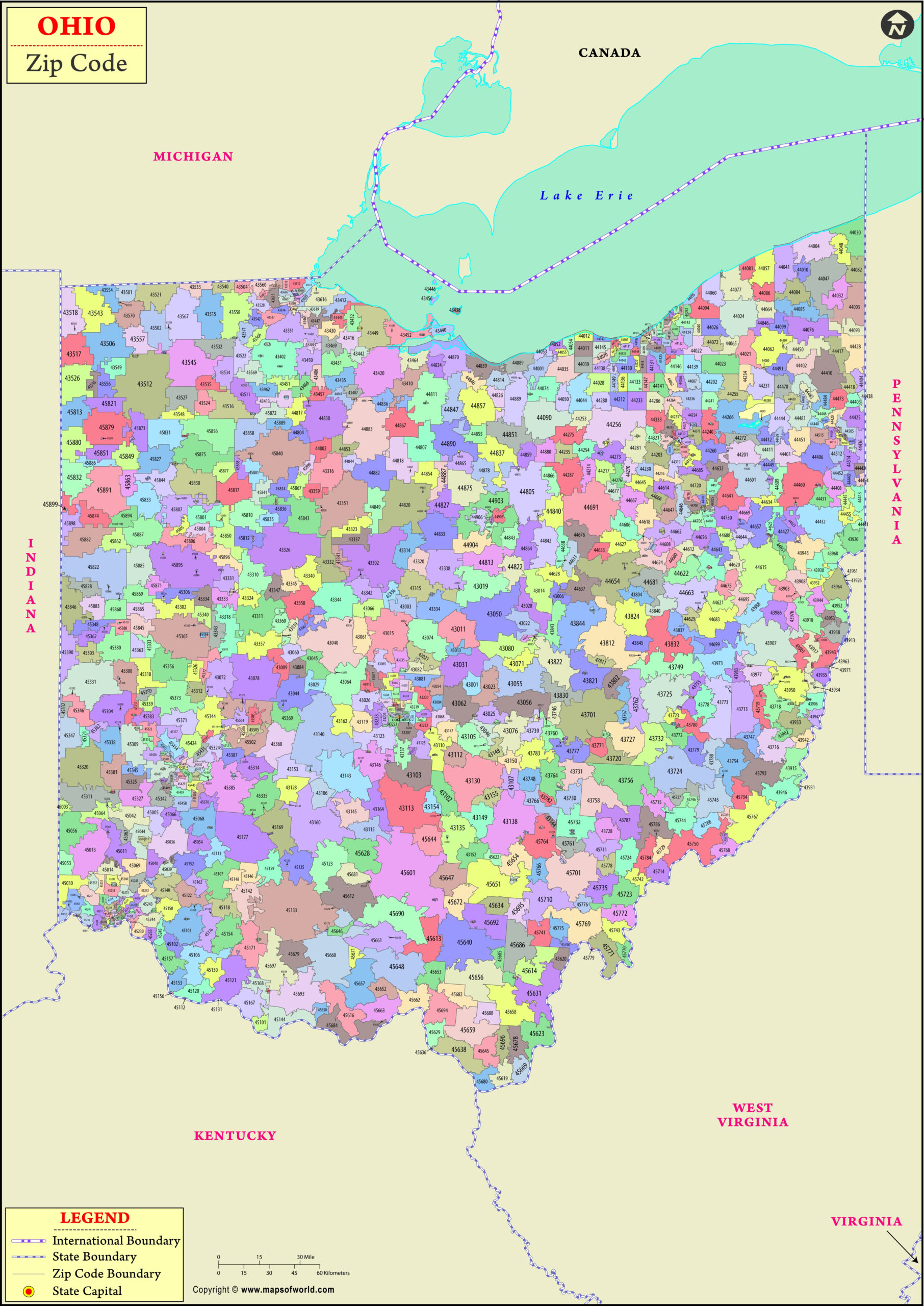 Zip Codes Of Ohio Map Maps Of Ohio Ohio Zip Code Map Ohio Postal Code For Zip Codes Of Ohio Map Scaled 