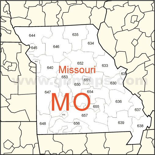 Missouri Zip Codes Kansas City Mo Missouri Zip Code Map 