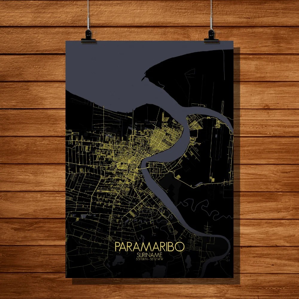Poster Of Paramaribo Suriname Mapospheres Z2 NIGHT FULL PARAMARIBO 
