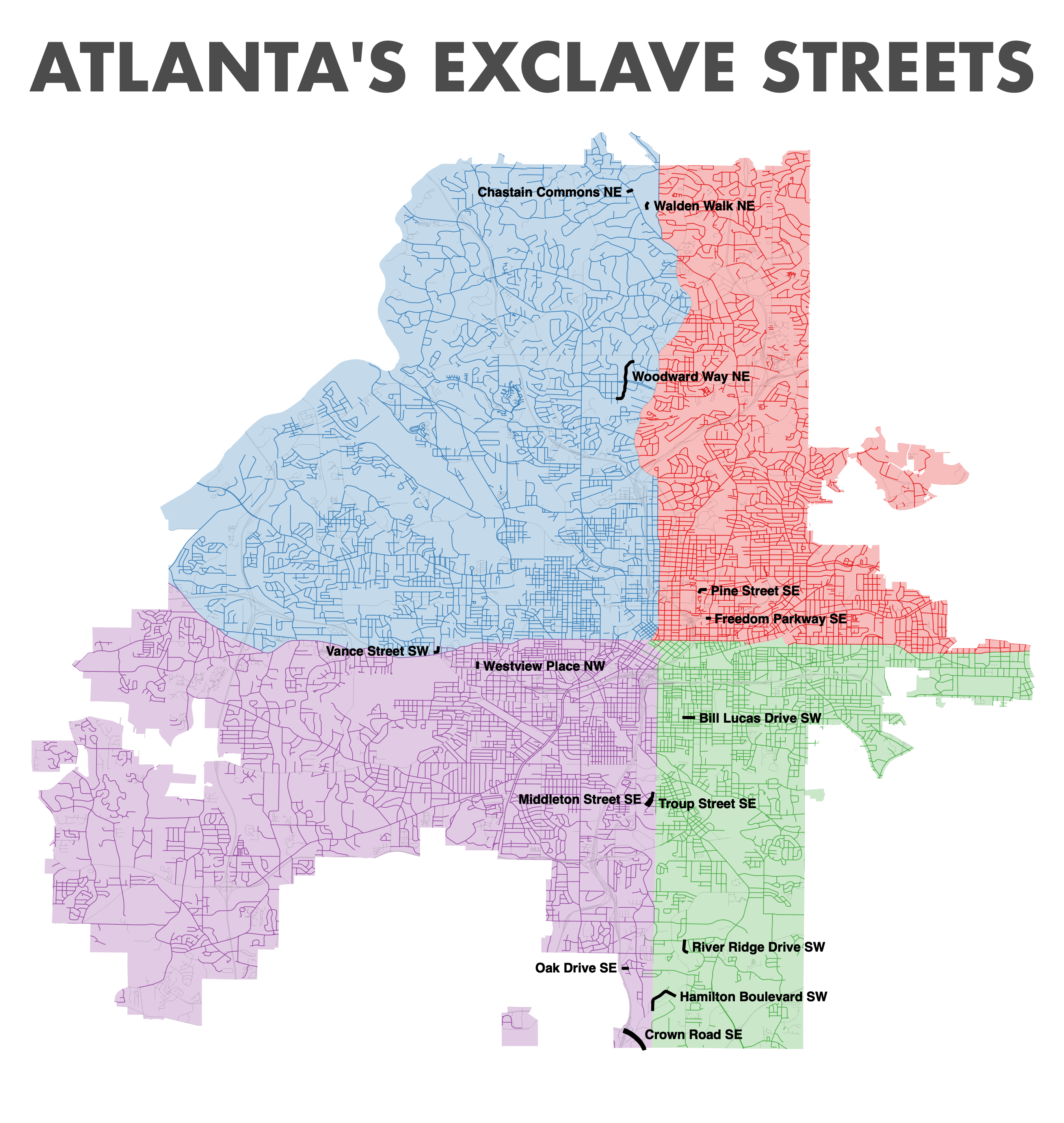 North Atlanta Georgia Map Atlanta Exclave Streets 
