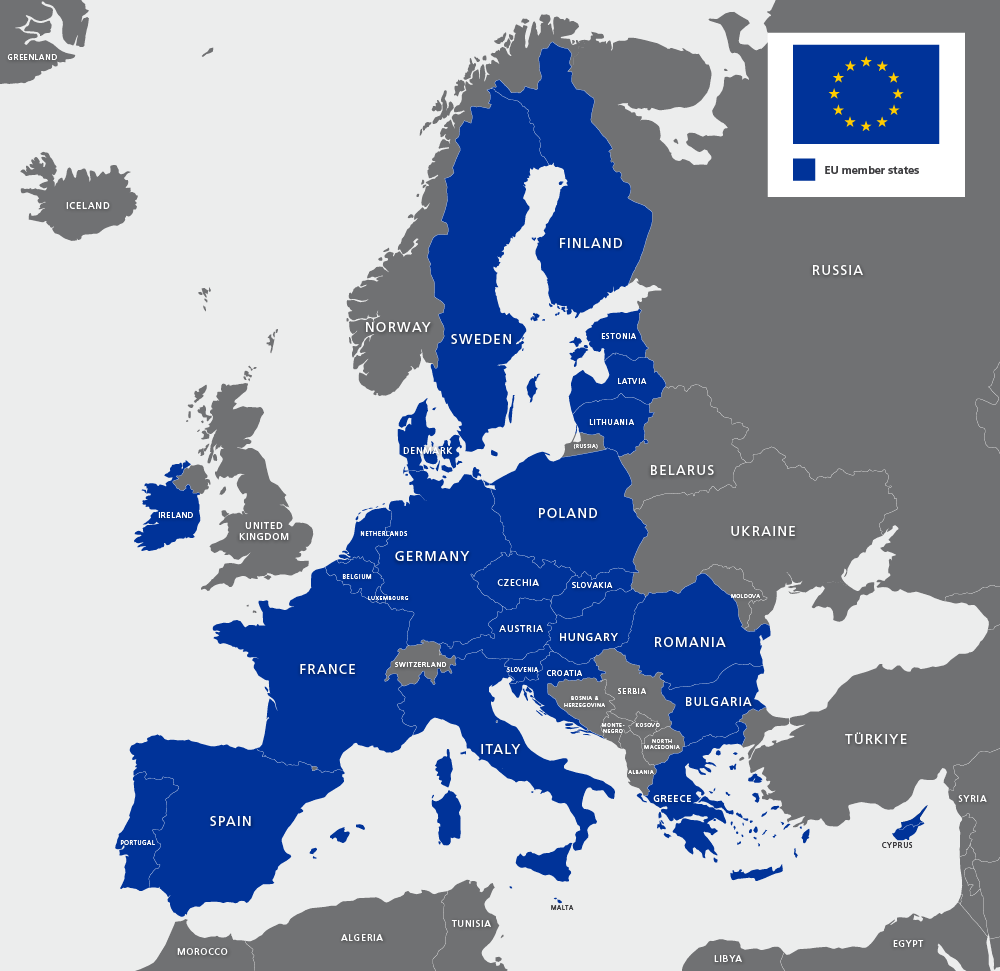 Vector Map Of Europe With Countries Illustrator SVG EU Simple Map Preview 