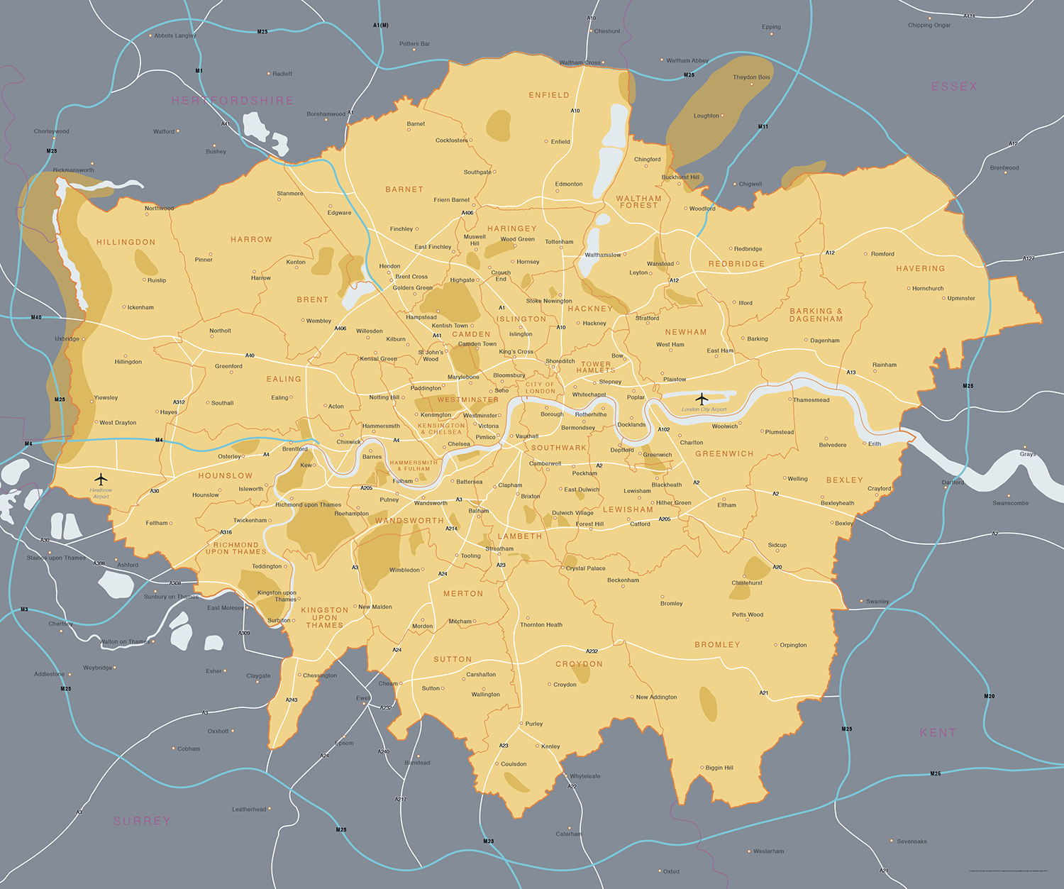 Map Of Greater London Districts And Boroughs Maproom Greater London Districts 3 
