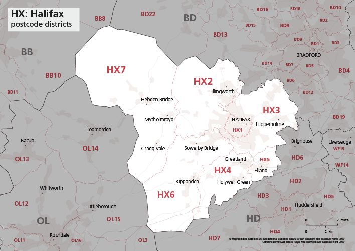 Halifax Hx Postcode Wall Map - Landscape Wallpapers - Stunning Ultra HD Collection