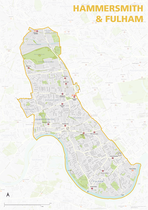 Hammersmith Fulham London Borough Map Maproom Hammersmith Fulham 