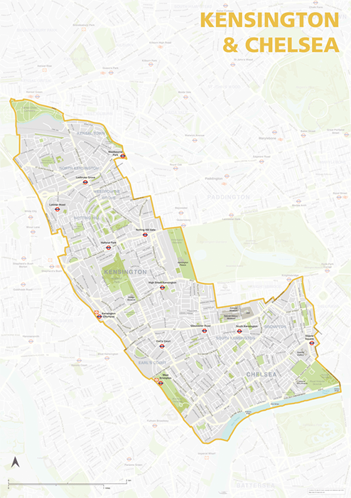 Kensington Chelsea London Borough Map Maproom.