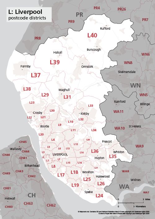 Uk Laminated Postcode District Map - Mountain Photos - Stunning Retina Collection