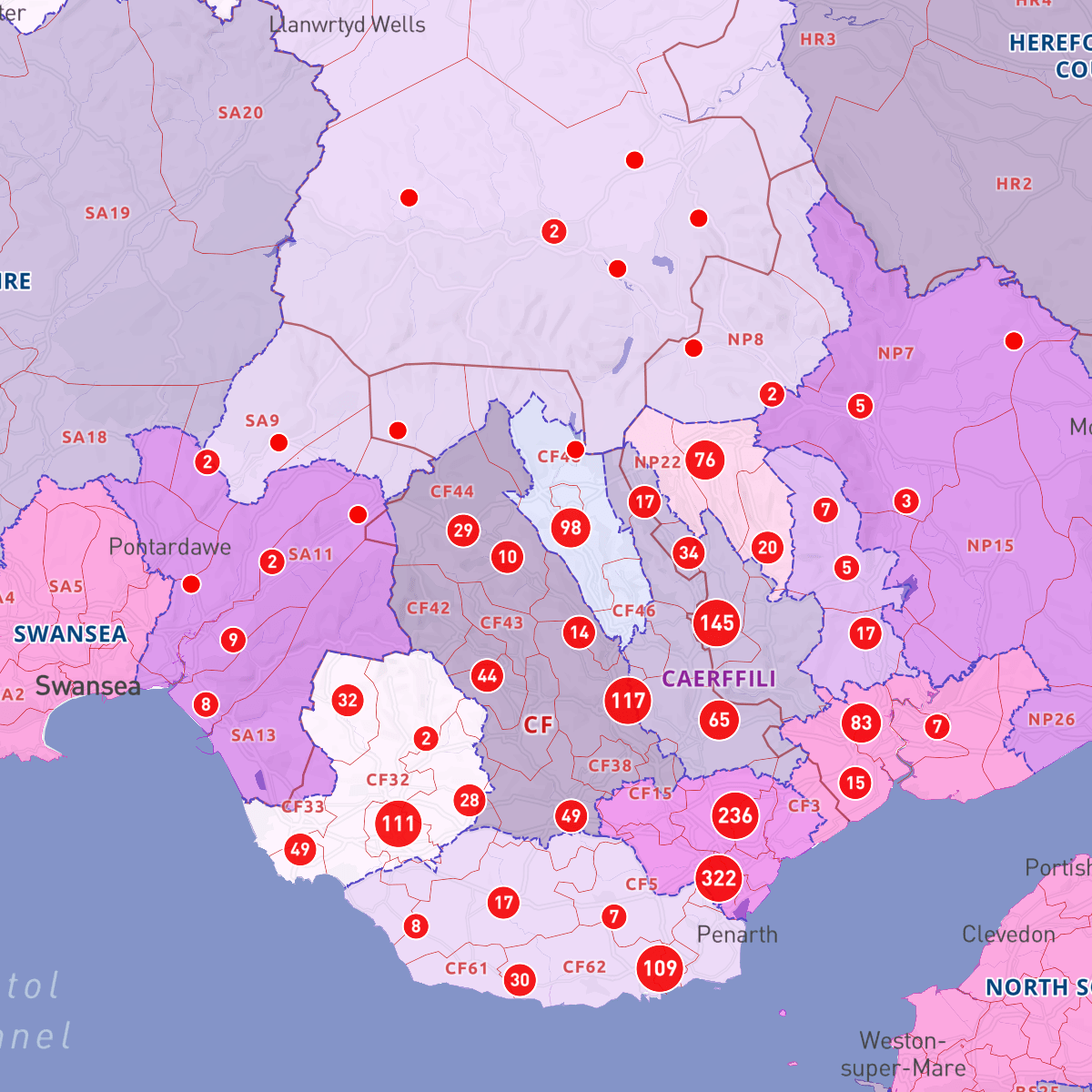 Dynamic Postcode Mapping Tools Maproom Postcode Unit Clusters 