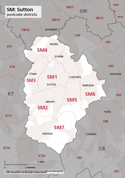 Map Of Sr Postcode Districts Sunderland Maproom - Premium Vintage Wallpaper Gallery - HD
