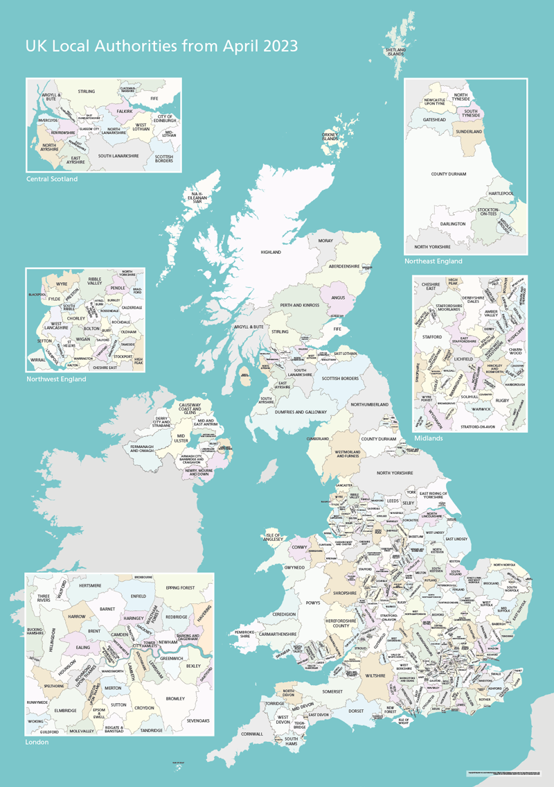 UK United Kingdom Maps Royalty Free Editable Vector Maps Maproom UK Local Authorities 2023 Map Preview 