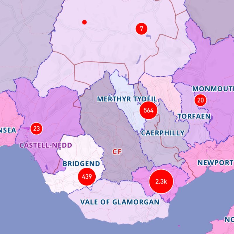 Postcode Clusters On Super Output Areas Base Map Maproom - Mobile Sunset Illustrations for Desktop