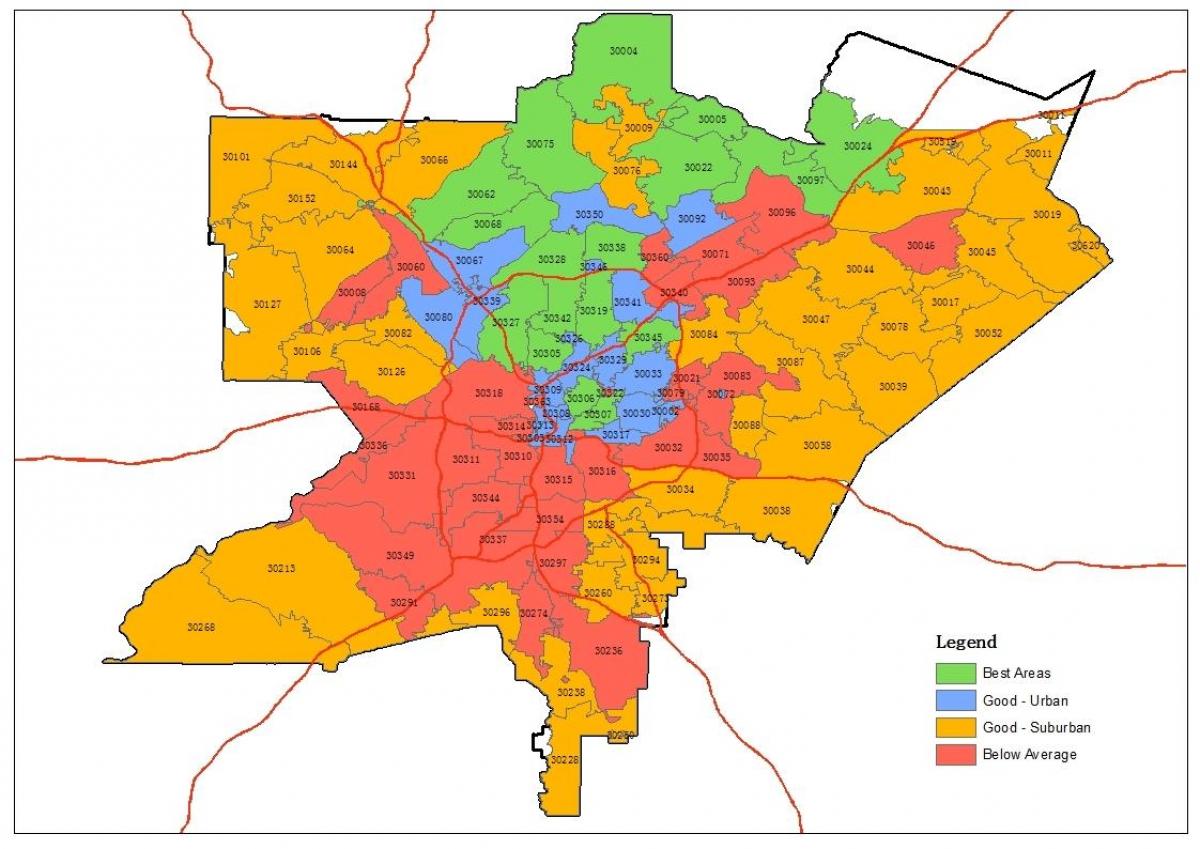 Map Of Atlanta With Zip Codes Atlanta Zip Code Map 