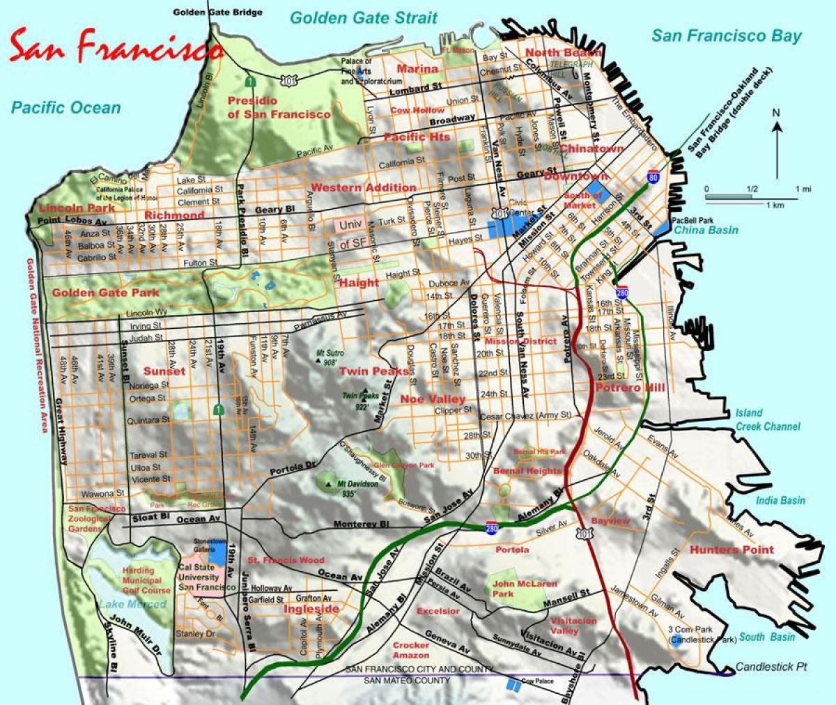 Printable Bay Area Maps Bay Area Elevation Map 