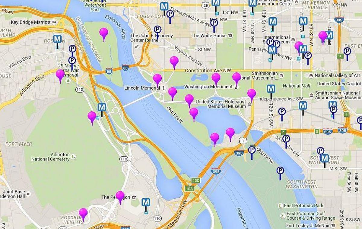 Washington Monument Toursit Map Washington Dc Monuments Map 