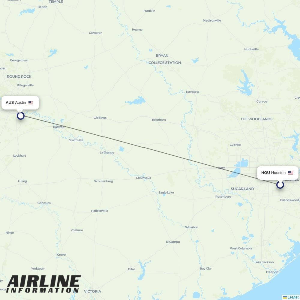 Airlines With Flights From Houston To Austin HOU To AUS Airline HOU AUS 
