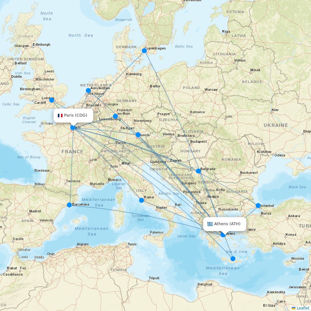 Aegean Airlines Routes 2026 Map With All Flights Flight Routes ATH CDG 