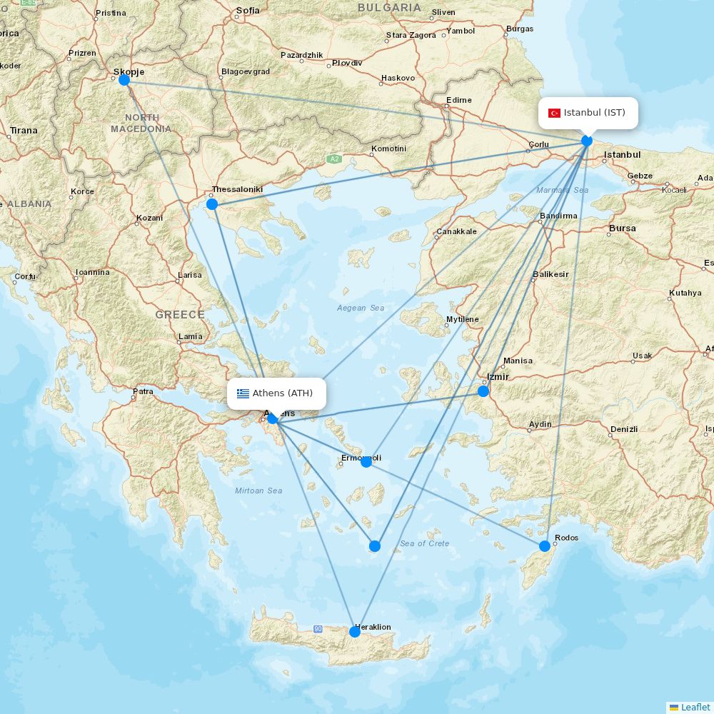 Aegean Airlines Routes 2026 Map With All Flights Flight Routes ATH IST 