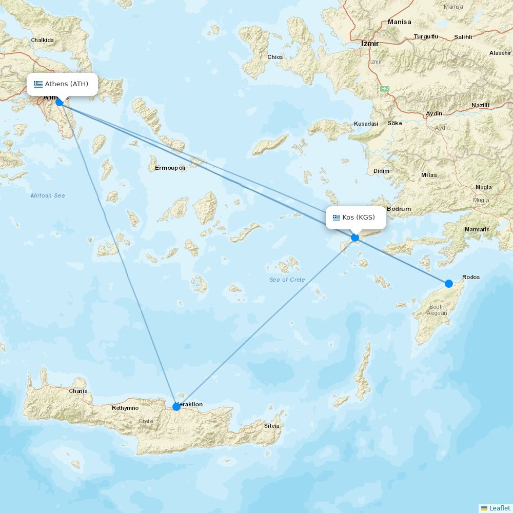 Aegean Airlines Routes 2026 Map With All Flights Flight Routes ATH KGS 