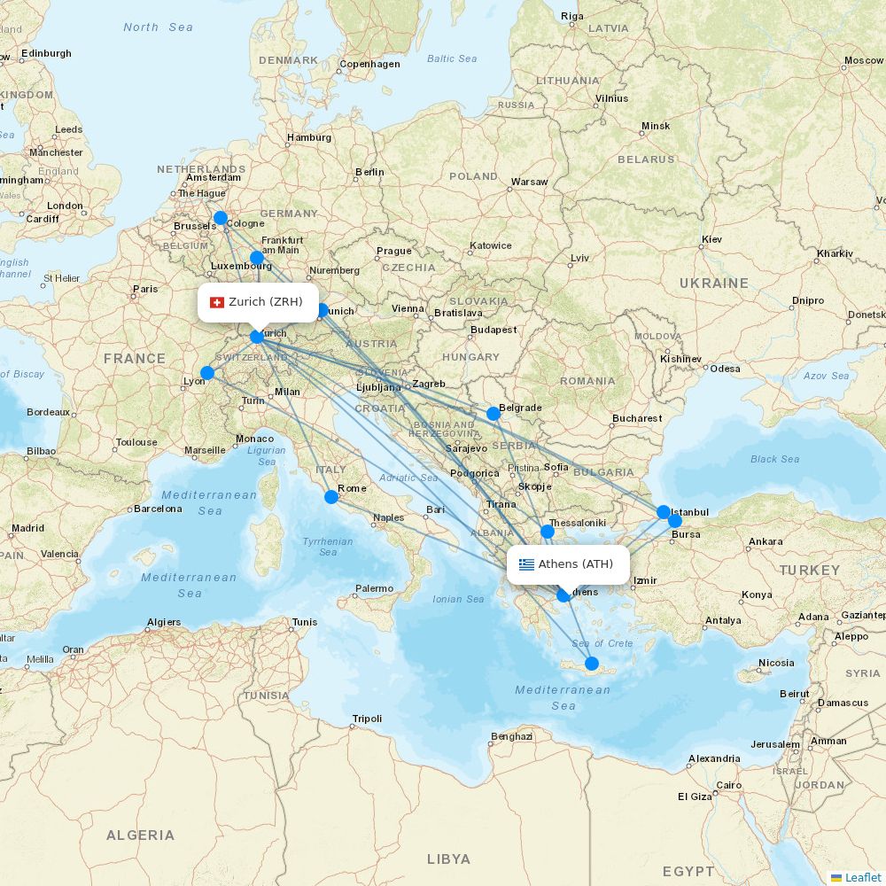 Aegean Airlines Routes 2026 Map With All Flights Flight Routes ATH ZRH 