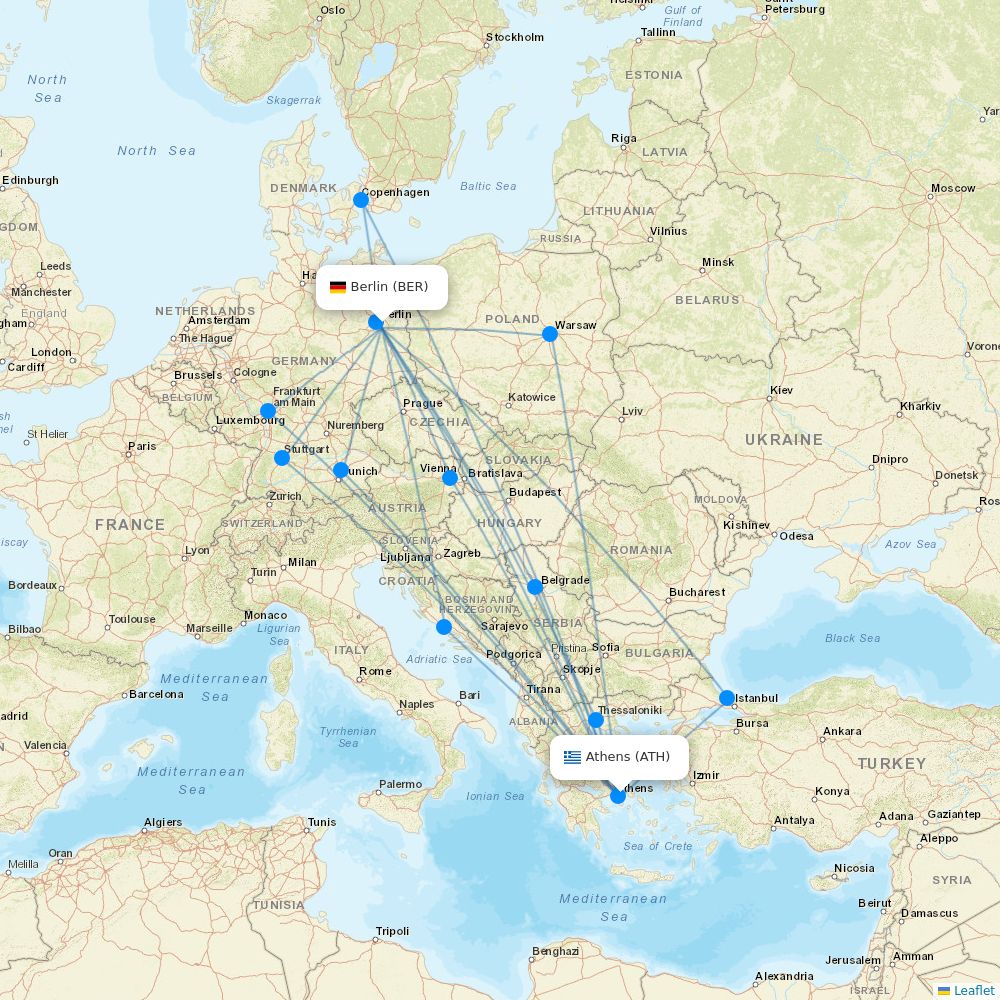 Aegean Airlines Routes 2026 Map With All Flights Flight Routes BER ATH 