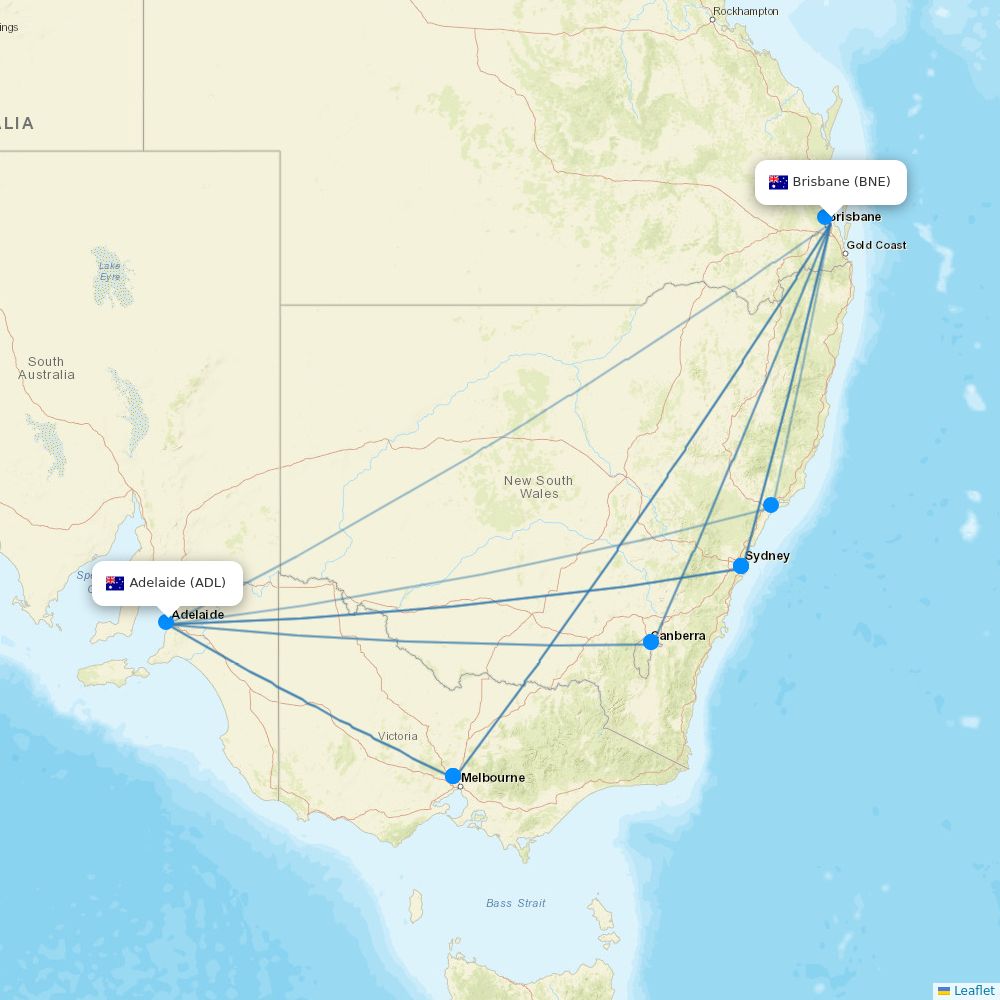 Qantas Routes 2026 Interactive Map With All Flights Flight Routes BNE ADL 