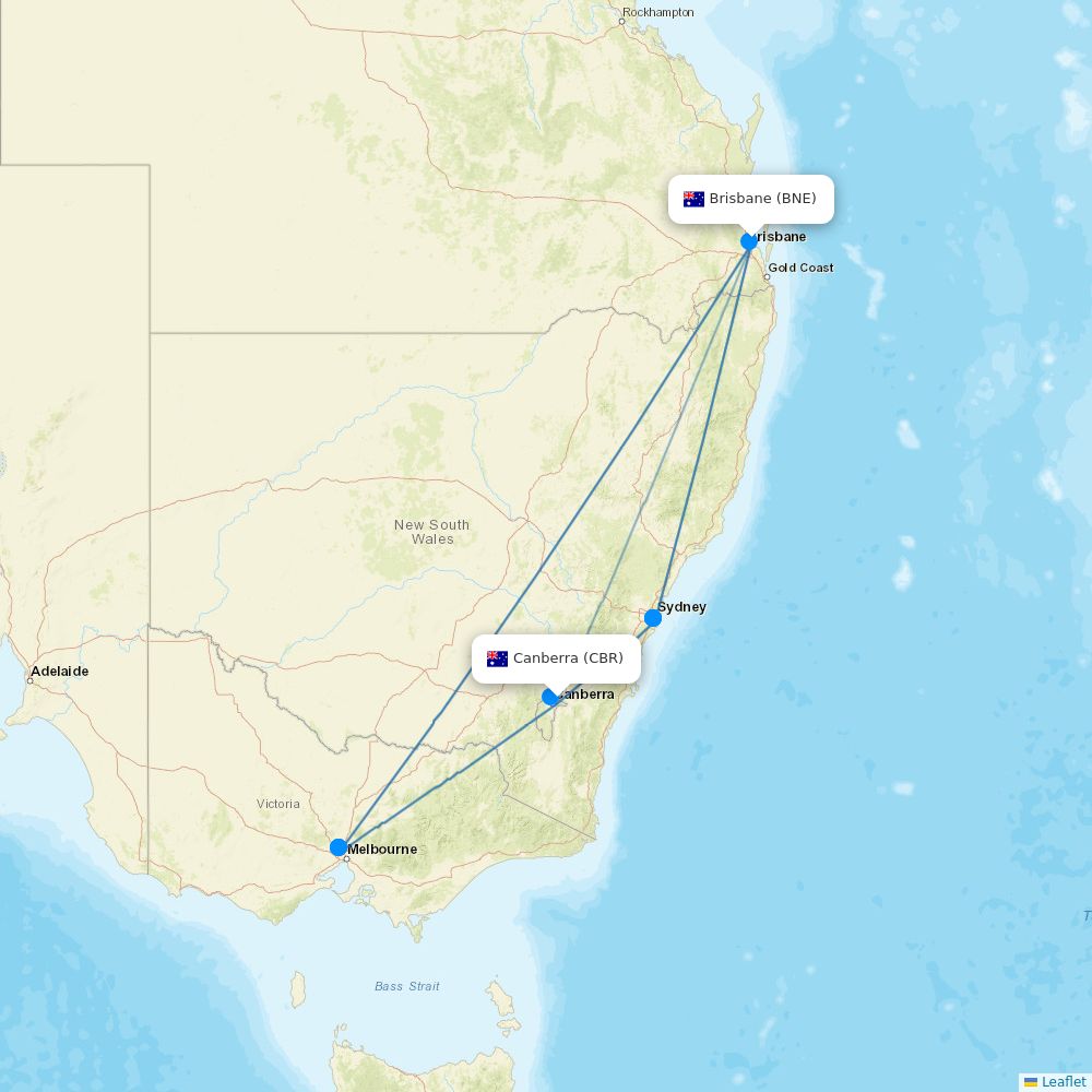 Qantas Routes 2026 Interactive Map With All Flights Flight Routes CBR BNE 