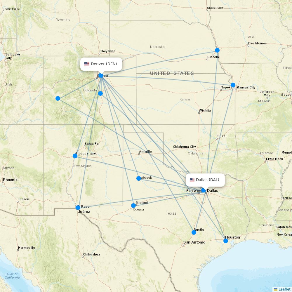 Southwest Airlines Routes 2026 Map With All Flights Flight Routes DAL DEN 