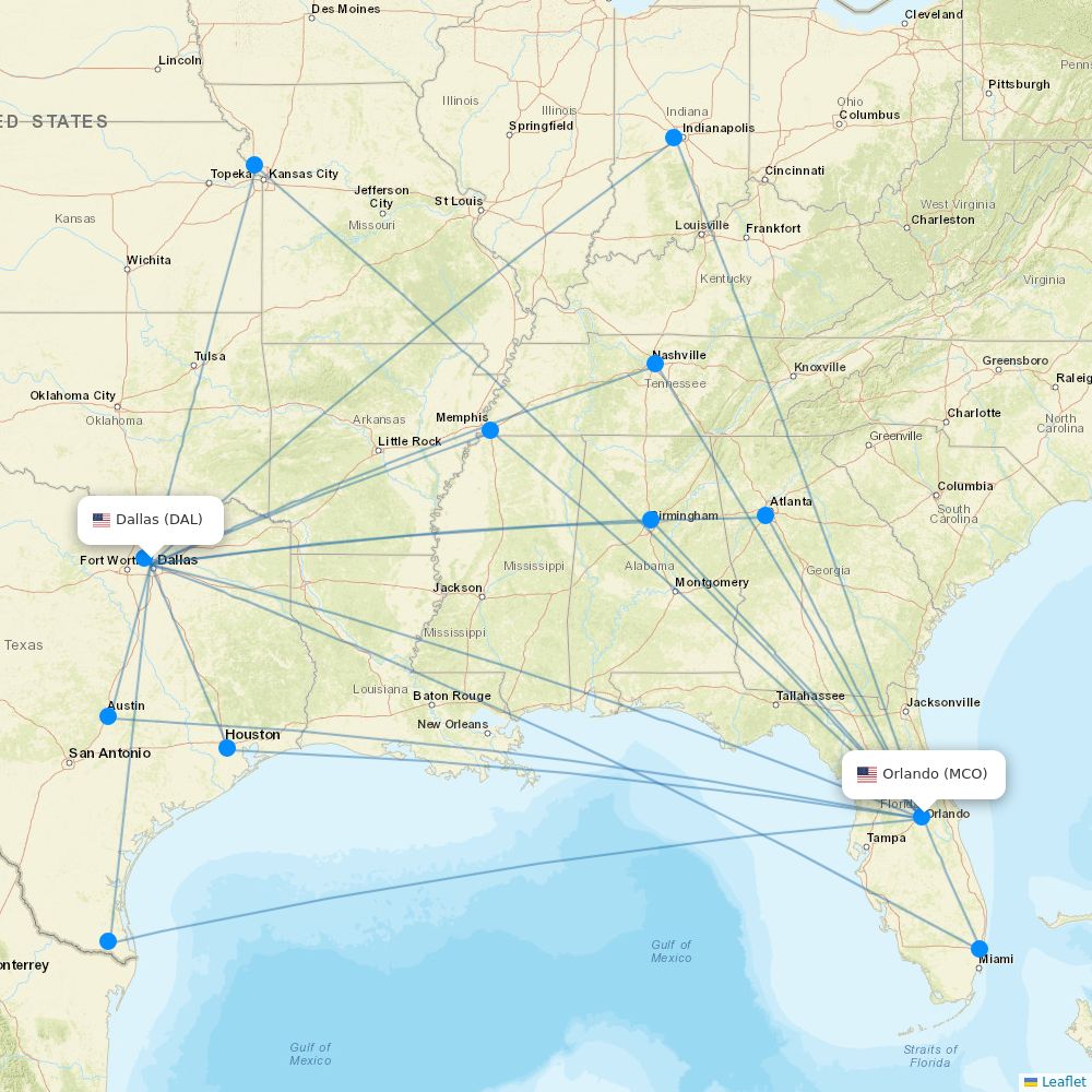 Southwest Airlines Routes 2026 Map With All Flights Flight Routes DAL MCO 
