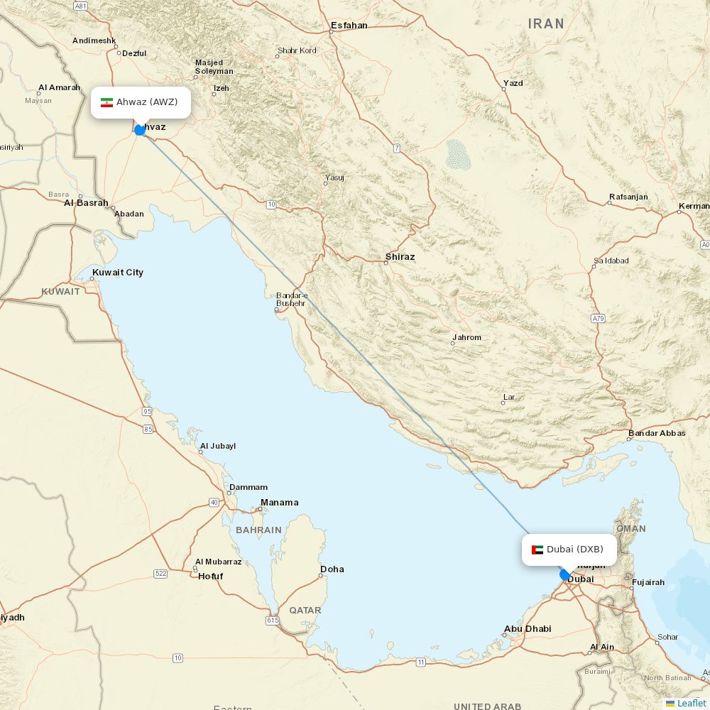 Iran Air Airline Routes IR 2025 Map Flight Routes DXB AWZ 