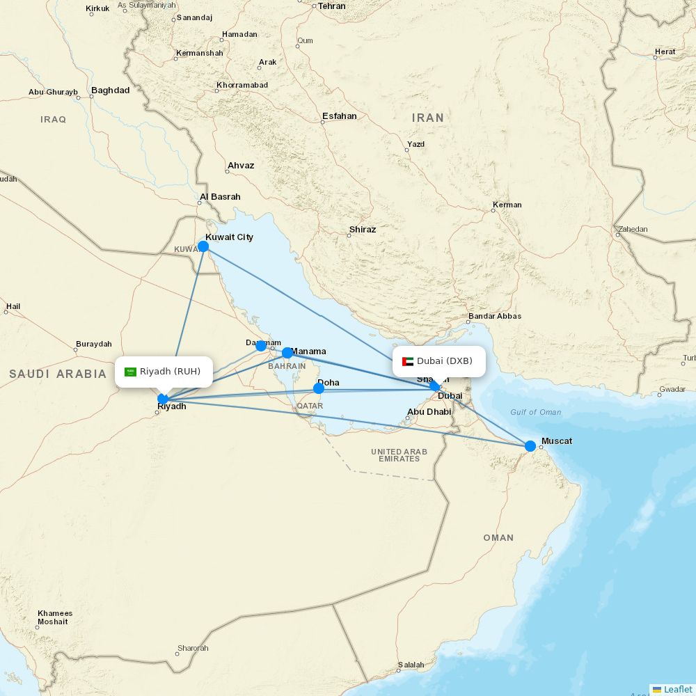 Flydubai Routes 2026 Interactive Map With All Flights Flight Routes DXB RUH 