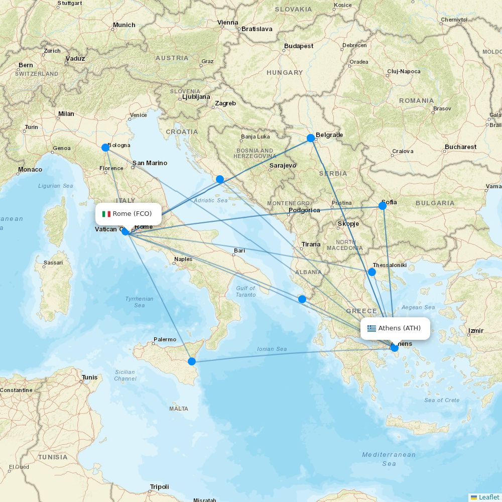 Aegean Airlines Routes 2026 Map With All Flights Flight Routes FCO ATH 
