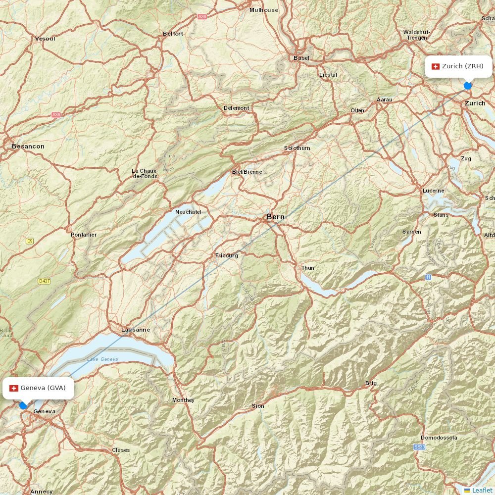 Swiss Routes 2026 Interactive Map With All Flights Flight Routes GVA ZRH 