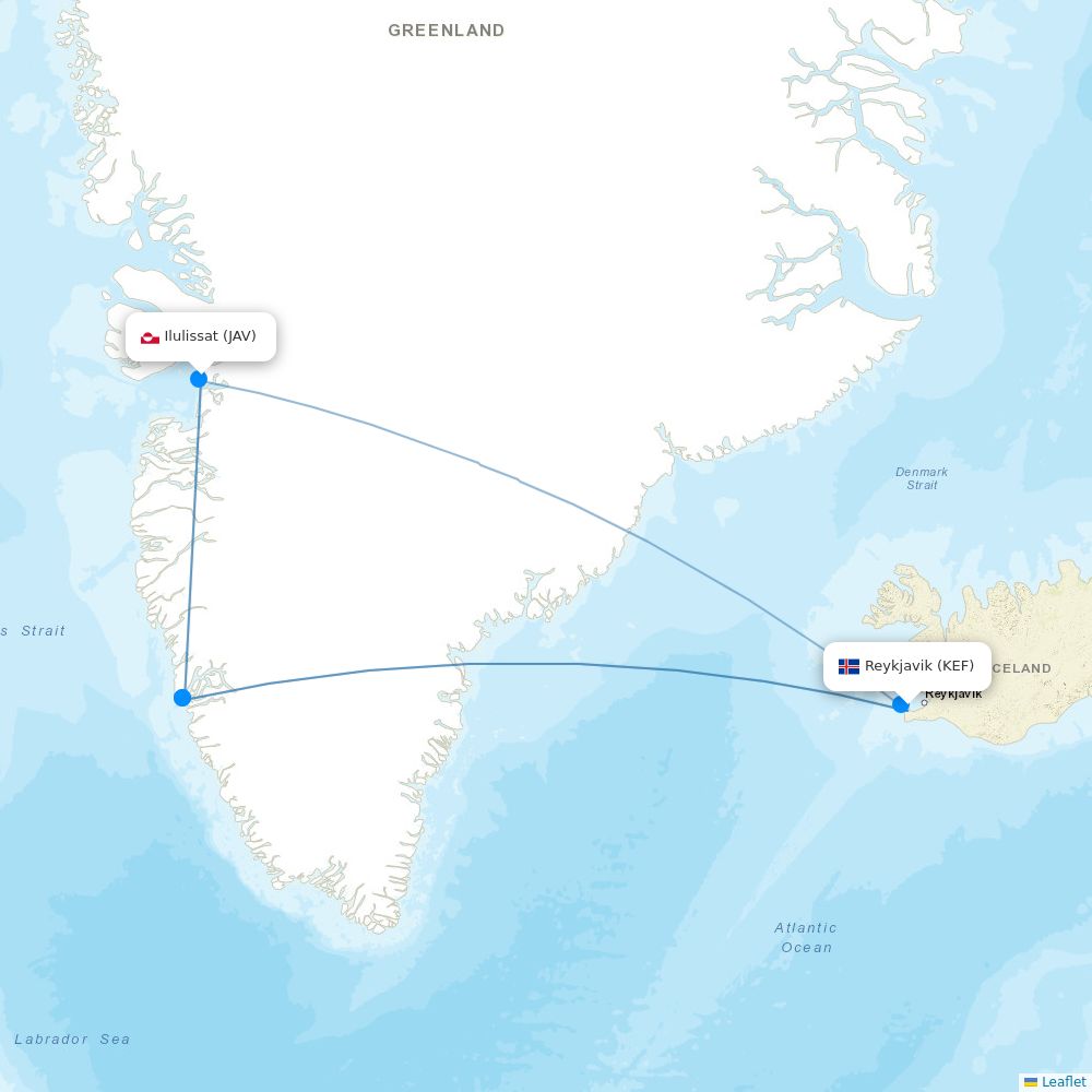 Icelandair Airline Routes FI 2026 Map Flight KEF JAV.