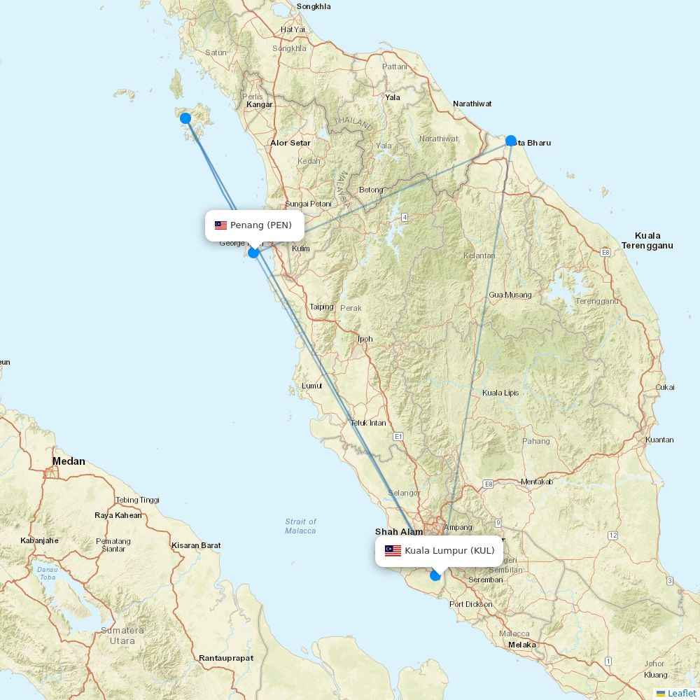 Airasia Routes 2026 Interactive Map With All Flights Flight KUL PEN.