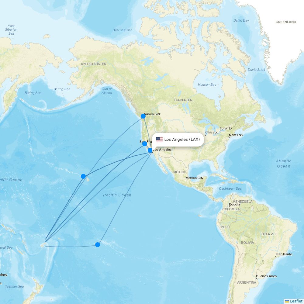 Fiji Airways Airline Routes FJ 2026 Map Flight Routes LAX NAN 